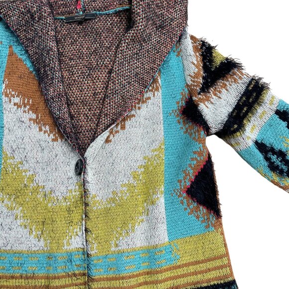 MAXSPORT SWEATER CARDIGAN AZTEC TRIBAL COLORFUL COZY SIZE S HOODED FALL AUTUMN - Picture 3 of 9